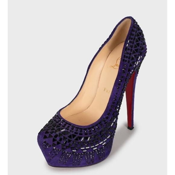 Christian Louboutin Daffodile Purple Crystal Pumps - Size 38 - Picture 3 of 5